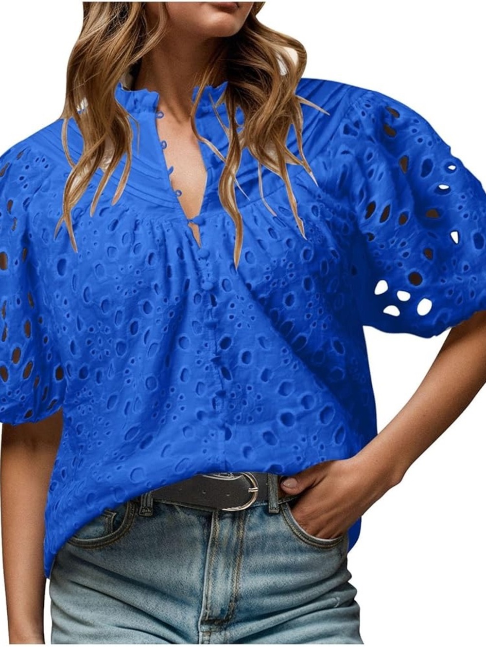 Bluet Eyelet Puff Sleeve Top